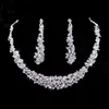 Goedkope Crystal Bridal Sieraden Set Verzilverd Ketting Diamant Oorbellen Bruiloft Sieraden Sets Voor Bruid Bruidsmeisjes Dames Bruids Accessoires
