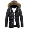 Atacado - venda quente longo inverno homens outwear jaqueta casual e algodão parkas macho gola de pele grande acolchoado