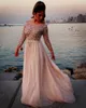 Trend Long Sleeve Evening Gowns Sequined Beads Chiffon Prom Dresses vestidos de festa Formal Party Gown For Graduation Scoop Vestidos