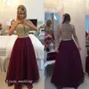 2019 Vestido de fiesta largo rojo vino burdeos Vestido de fiesta de encaje con apliques de gasa transparente sexy Vestido para ocasiones especiales Vestido de fiesta de talla grande vestido de festa longo