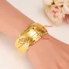 29mm 65MM Wide Bangles Women's 9k Yellow Solid Gold Filled Dubai Jewelry Star Bangle Open Bracelets Bridal Gift/Mom Present