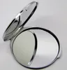 Livraison gratuite 100 pcs/lot étuis de miroir compacts en métal blanc miroirs de maquillage en métal rond couleur argent