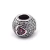 Fit European pandora Charms Bracelet 100% 925 Silver Pave Ball Beads Heart Charm with Clear & Fancy Pink CZ Jewelry Valentine's Day Gift
