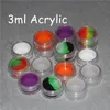 MOQ 20pcs Acrylic silicone wax container silicone jar 3ml wax container dab bho plastic clear acrylic silicone jars1960558