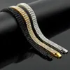 Men Black Gold Silver Finish 3 Row Diamond Simulate Bracelet 8inch 12mm Rhinestone Iced Out Hip Hop Bling ewelry274Q