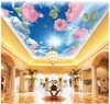 Papel tapiz 3d foto personalizada imagen no tejida El cielo azul nube blanca de rosas murales de pared 3d papel tapiz decoración de la habitación del techo pintura