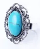 Turquoise Oval Shape Women Ring Adjustable Fashion Alloy Antique Cool Stone Jewelry Wholesale Gift Party European