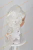 Luxury Muslim Wedding Veils 2016 med Lace Appliqued Edge and Crystals One Layer Tulle Elbow Length Bridal Hijab Custom Made