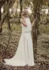 Vestidos vintage románticos franceses vestidos de boda de encaje alto de cuello al estilo country bohemio brobe de mariage 0509 0510