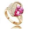 Austria crystal Czech Silver or Gold plated Ring diamond Jewelry rings 10colors Heart shaped Rings for Women wedding