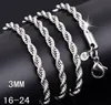 catena della corda dell'argento sterlina 3mm
