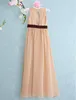 Custom Made Champagne Long Junior Bridesmaid Dresses Jewel A Line Pleated Waist With Sashes Cheap Formal Party Prom Gown