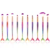 10pcsset göz makyaj fırçaları Set denizkızı sapı tasarım allık tozu kaş göz farı göz kalemi gözetleme harmanlama burun fanı u2008198