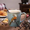 JANKNG 500mL Tasse En Céramique À La Main Tasses Rond Porcelaine Tasses Oiseau Conception Bouteille D'eau Café Lait Boisson Mugs D'anniversaire Fille Cadeau