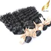 Mongoliska mänskliga hårväftväv 10 "-34" 3pcs / lot Virgin HumanHair Bundles Deep Wave HairExtensions Natural Color Bellahair