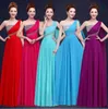 Verkliga bilder Country Bridesmaids Dresses One Shoulder Sexy Sequins Purple Teal Blue Bridesmaid Prom Party Gowns Bröllop Gästklänningar