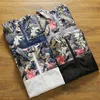 Men's Jackets Wholesale- Korean Style Men Jakcet Coat Floral Print Hooded Windbreaker Male 2021 Spring Summer Patchwork Casual Mens 3XL1