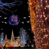 300 600 800 1000 LEDs Wasserfall Outdoor Weihnachten Weihnachten LED String Fairy Hochzeit Event Vorhang Urlaub Licht 220V Haus Garten Clubs Hotels