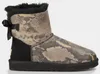 Damen-Schneestiefel, Super A, Leder-Schneestiefel, bedruckte Stiefeletten mit Python-Körnung, Fabrikpreise, US 5–9, warm und bequem