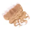 #27 Honey Blonde Lace Frontal 13*4 Pre Plucked Body Wave Peruvian Virgin Human Hair 1pc Ear To Ear Lace Frontal Closure