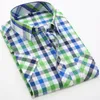 Gros-2016 Summer Men Plaid Cotton Fashion Short Sleeve Outdoor Colorful Man Casual Shirt MCS543