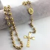 Fashion Jewelry Stainless Steel Rosary Necklace ,Virgin Of Jesus Pendant Necklaces ,Heavy Gold Color Hip Hop Men Jewelry5328430