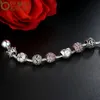 Pandora Stil Antik 925 Gümüş Charm Fit Pandora Bileklik Bilezik ile Kadınlar için Aşk ve Çiçek Kristal Top Düğün PA1455