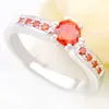 Groothandel 6 stks / partij Daily Jewelry Holiday Gift Fire Ronde Rode Kubieke Zirkonia Gemstone 925 Sterling Verzilverd Ring