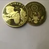 10 шт. не магнитные белоголовый американский животных знак 24 к реального золота покрытием 40 мм Сувенирная монета бесплатная доставка