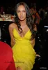 Sexig gul färg Megan Fox Evening Dress Spaghetti Straps Red Carpet Short Celebrity Prom Dress Party Gown6330023