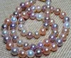 Elegante collana di perle naturali naturali dei mari del sud da 9-10 mm, bianche, rosa, viola, chiusura in oro 14k da 20 pollici