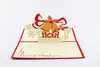 Groothandel 3D-wenskaart Kerstmis wenskaart Kerst decoraties pop-up wenskaart, 16 items gemengd per lot