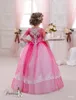 2016 Kids Prom Dresses with Half Sleeves and Buttons Back Lace Appliques Red Tulle Princess Flower Girls Gowns Custom Made