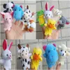 10pcs / lot Bébé En Peluche En Peluche Marionnettes À Doigt Raconter L'histoire Animal Poupée Marionnette À Main Enfants Jouets Enfants Cadeau Avec 10 Groupe D'animaux HH7-92