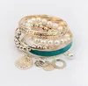 Moda cava Multistrato joker Braccialetti con ciondoli Moneta in metallo Perline Bracciali Bracciali moda donna Gioielli Accessori casual