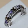 Tamanho 5-11 2016 novas joias 2 cores 925 prata esterlina ametistatopaz cz diamante casamento noivado anéis de banda para mulheres amor 262k