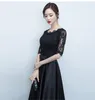 Real Simple Evening dresses new styles black medium length thin elegant short banquet dress summer prom party dresses