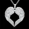 Il regalo di compleanno grazioso superiore di qualità superiore del cuore d'argento della collana del pendente delle ali di angelo dei monili di modo 925 libera il trasporto caldo