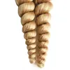 # 613 Bleach Blonde vague lâche brésilienne Bande de cheveux dans les extensions de cheveux humains 40 pièces 7A 100g extensions de cheveux de trame de peau lâche bouclés