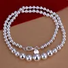 Lady's Sterling Silver Plated Large and Small Beads Halsband GSSN195 Fashion Lovely 925 Silver Plate SMEEXCHACES CHACHACES Kedja2257