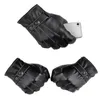 Windproof Men Black Leather Motorcycle Biker Cycling Touching Gloves Winter Warm Full Finger Waterproof Touch Screen Gloves for Phone Tablet