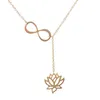 Everfast Wholesale 10pc/lot Infinity and Lotus Lariat Pendants Statement Necklace Women long Collier Femme Jewelryアクセサリー無料配送