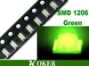 3000 stks / haspel SMD 1206 (3216) Jade Green LED-lampdioden Ultra Bright