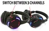 RF Professional Silent Disco Equipment Black LED Wireless Headphones - Quiet Clubbing Party Bundel met 50 ontvangers en 3 zenders van 200 meter afstand