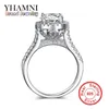 Yhamniファッションオリジナルソリッド925スターリングシルバー高級ダイヤモンドの結婚指輪女性の結婚式の婚約ジュエリーJZ090