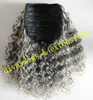 Gray human hair ponytail kinky curly short high ponytail drawstring hot gray kinky ponytail real brazilian hair 120g 14inch