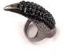 Claw nagel rhinestone kvinnor ring mode smycken presentfest svart färg cool europeisk stil grossist ny söt
