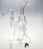 new glassarts new double Recycler bong in vetro pyrex pipe ad acqua con diffusione in vetro Può essere posizionato Contenitore per olio in cera di silicone Giunto da 14,4 mm