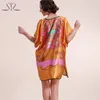 Vente en gros-2016 Top Promotion Summer Style Silk Robe Longue Pyjamas Pour Femmes Natural Satin Ladies Sleep Top 58060