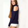 Sexiga kvinnor av axelstickad tröja Höst Tricot Pullover Jumpers Pull Femme Oversized Capes